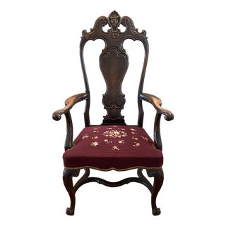 18th Century Queen Anne-Style Splat Back Walnut Armchair For Sale
