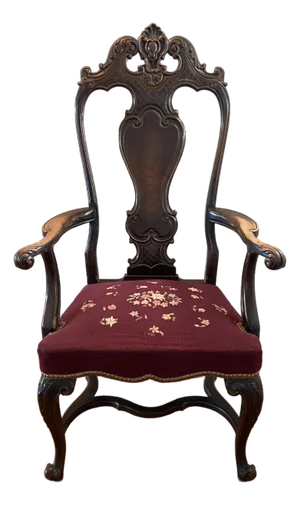 18th Century Queen Anne-Style Splat Back Walnut Armchair