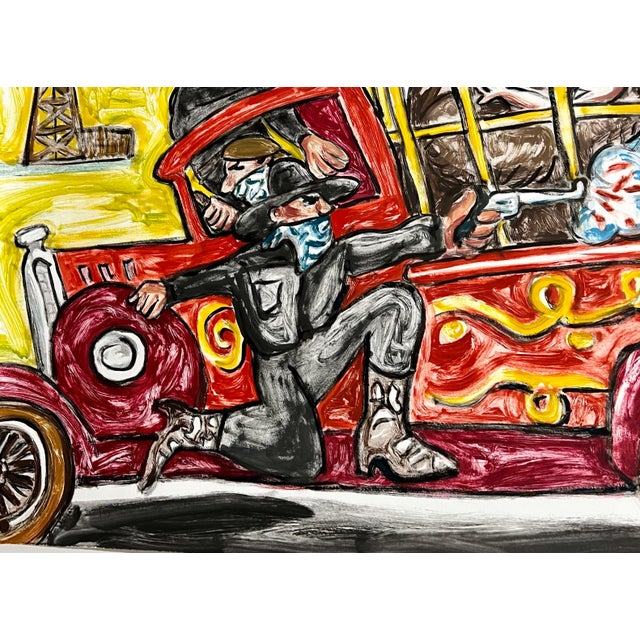 2000 - 2009 Red Grooms, Huge Red Grooms Monotype Oil Painting LA Hollywood Circus Film Cartoon Pop Art, 2006 For Sale - Image 5 of 18