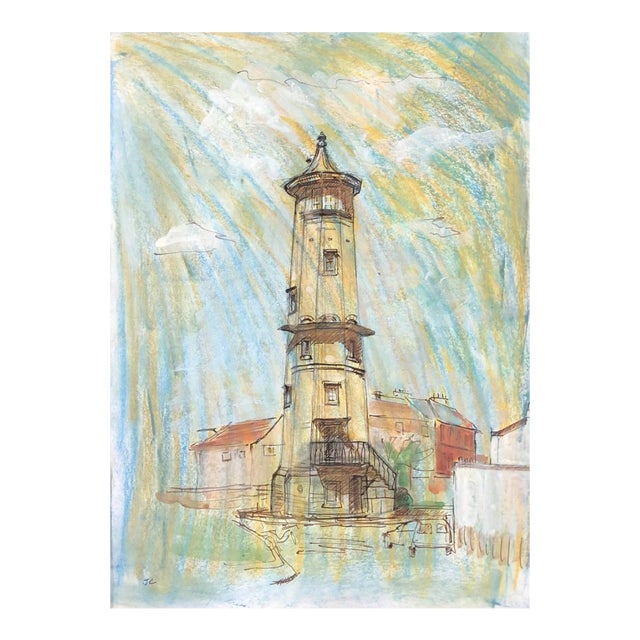 1990 Josie Capstick Harwich High Lighthouse Painting For Sale