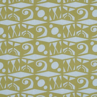 Schumacher Tarot Hand Block Fabric In Sky & Green For Sale