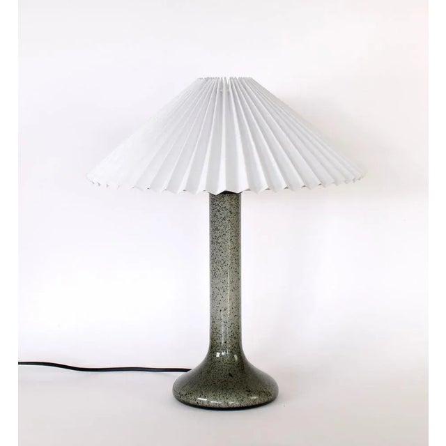 Modern Scandinavian Glass Table Lamp with Pleated Shade For Sale - Image 3 of 11