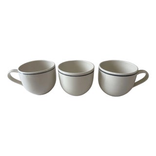 John Julian Porcelain Simple Mug Set of 2 and Simple Beaker, 1 With Grey Stripe, Made in England For Sale