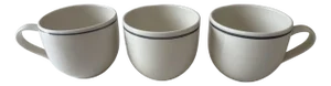 John Julian Porcelain Simple Mug Set of 2 and Simple Beaker, 1 With Grey Stripe, Made in England
