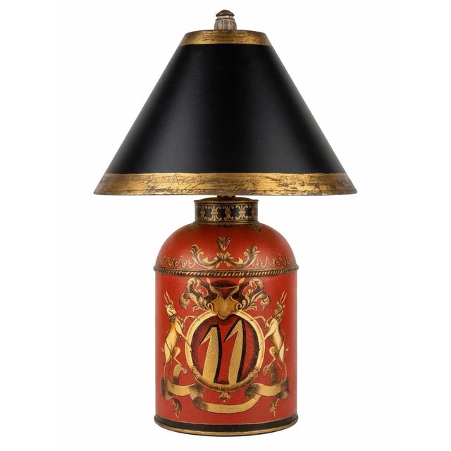 Vintage English Tole Tea Canister Lamp For Sale - Image 11 of 11