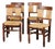 French Straw-Seated Wooden Chairs, 1940s, Set of 4 For Sale