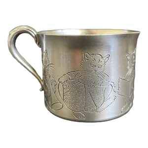 1930s Kittens at Play Silverplate Children's Mug