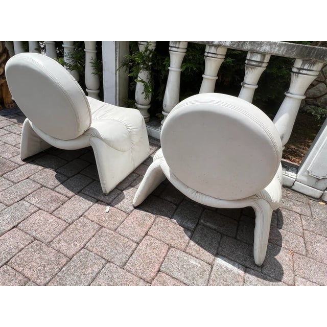 Metal 1980s Postmodern Vittorio Introini Style White Leather Chair - One Only For Sale - Image 7 of 10