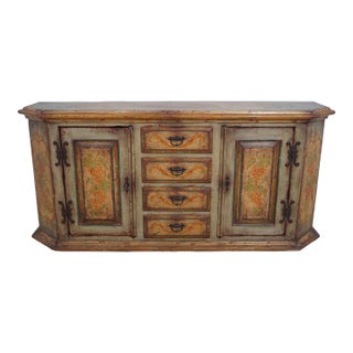 Stunning Distressed Paint Decorated Continental Sideboard For Sale