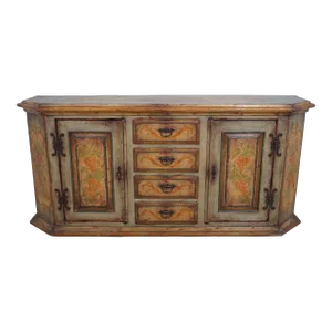 Stunning Distressed Paint Decorated Continental Sideboard