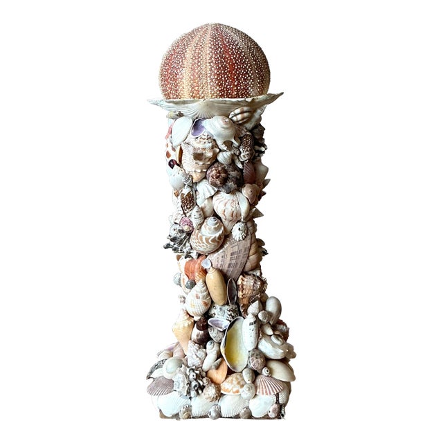 Vintage Boho Shell Encrusted Totem For Sale