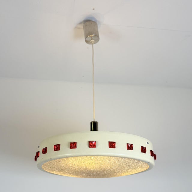 Vintage DDR UFO Lamp in White with Red Elements, 1970s For Sale - Image 3 of 13