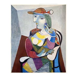 Pablo Picasso Vintage 1955 Modernist 1st Edition Cubist Lithograph Print " Seated Woman Portrait of Marie Therese " 1937