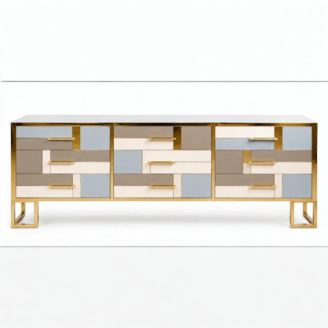 Italian Sideboard with Glass and Brass from Justfurnituress SRL For Sale - Image 6 of 11