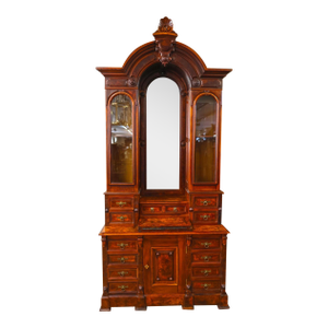 19th Century Victorian Burl Walnut Slant Front Secretary Desk Attr to Jelliff