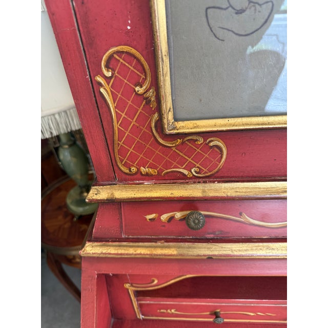 Italian Hand Painted Venetian Style Secretary Desk For Sale - Image 10 of 18