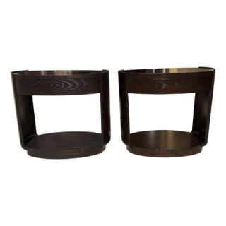 Barbara Barry for McGuire Oval Bedside Tables- A Pair For Sale