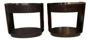 Barbara Barry for McGuire Oval Bedside Tables- A Pair