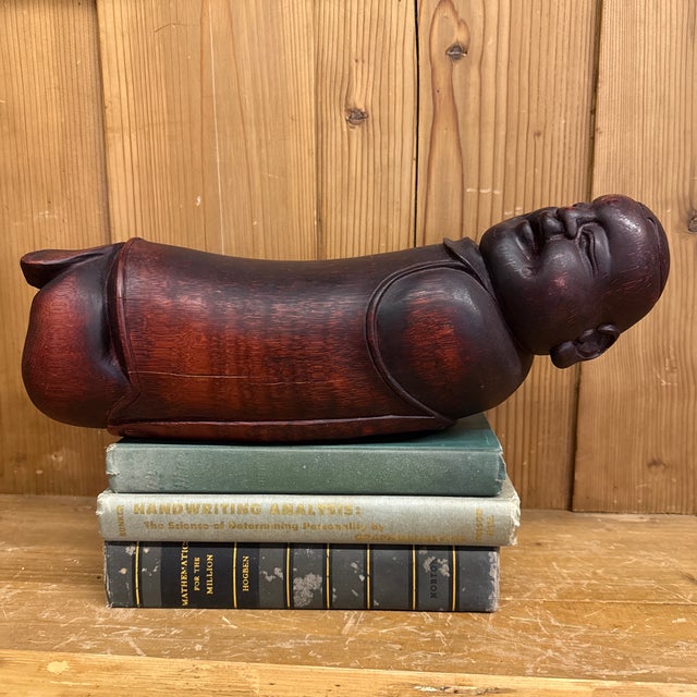 19c Buddha Chinese Head Rest- Carved From the Heart of a Palm Tree Opium Pillow. For Sale - Image 12 of 12