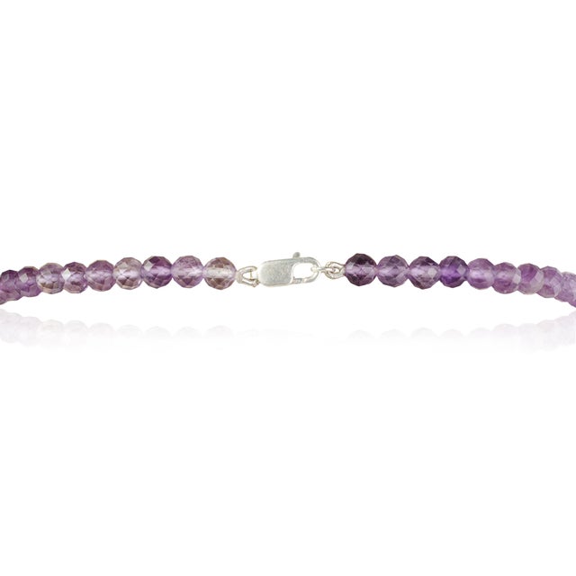 Metal Handcrafted 116 Ct Natural Amethyst Beaded Necklace 26 Inch - February Birthstone For Sale - Image 7 of 14