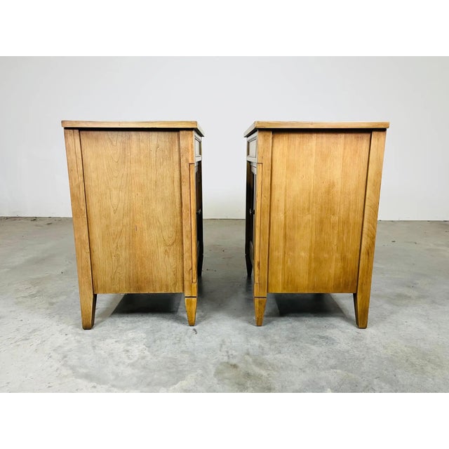 National Furniture Directoire Style Brass Mesh and Beechwood Nightstands For Sale - Image 9 of 10