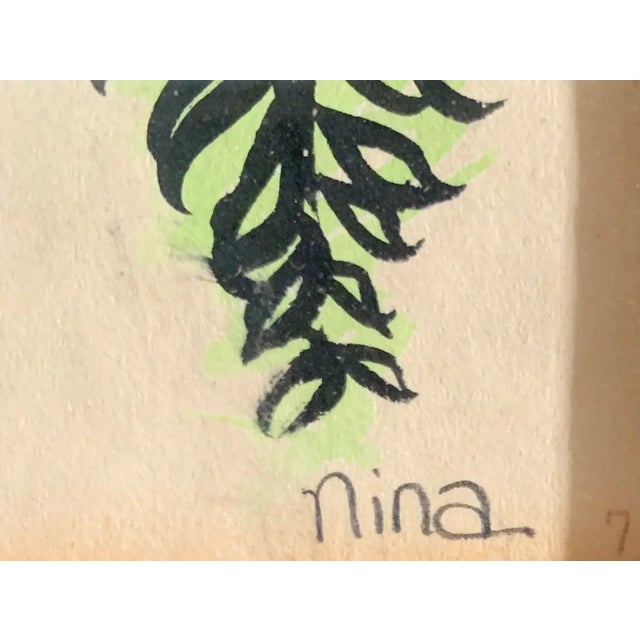 Abstract 1970s Original Framed Watercolor of a Palm Tree For Sale - Image 3 of 5