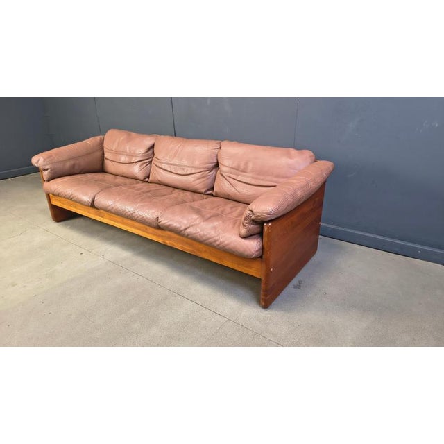 Danish Leather and Teak 3-Seater Sofa from Mikael Laursen, 1970s For Sale - Image 10 of 15