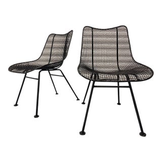 Mid Century Modern Woodard Sculptural Mesh Side Chairs - Set of 2 For Sale