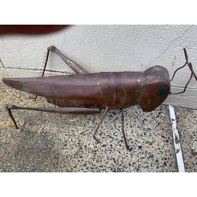 Folk Art Vintage Folk Art Copper Grasshopper in Blades of Copper Grass For Sale - Image 3 of 16