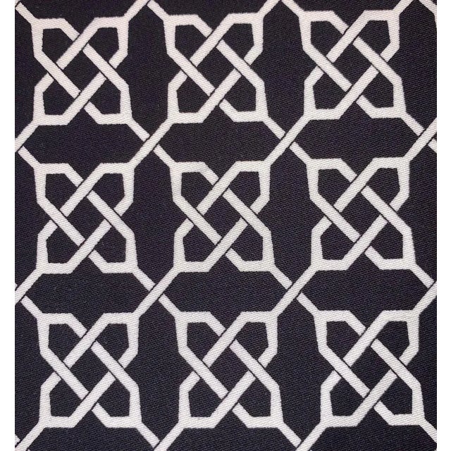 Contemporary Free Spirit Designer Vicki Payne Black & White Celtic Knot Chinoiserie Fretwork Lattice Trellis Fabric- 7.9 Yards For Sale - Image 3 of 7