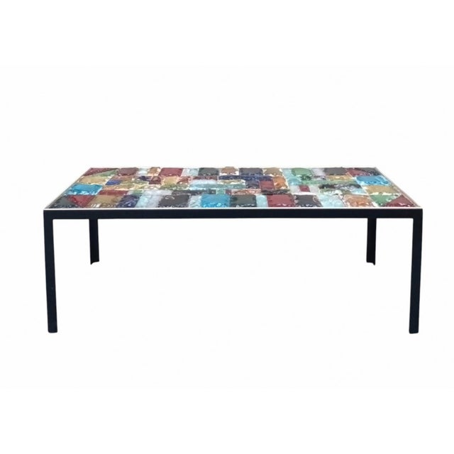Vintage Rectangular Coffee Table with Chiselled Murano Glass Top from Poliarte, Italy, 1960s For Sale - Image 13 of 13