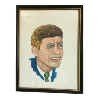President John Kennedy Painted by Patriotic Outsider Artist E. A. Kay (Smithsonian) For Sale