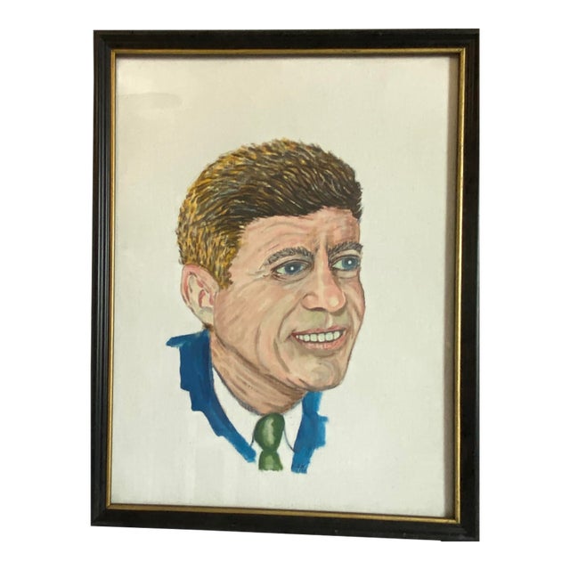 President John Kennedy Painted by Patriotic Outsider Artist E. A. Kay (Smithsonian) For Sale