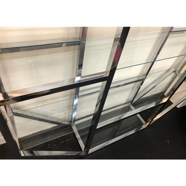 Mid 20th Century Postmod Chrome & Glass Octagonal Etagere For Sale - Image 5 of 5