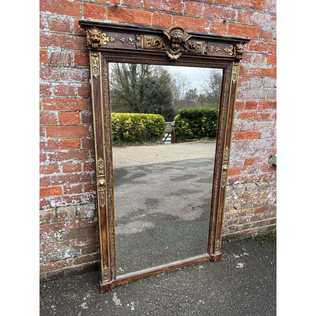 Brown Large Antique French Gilt & Painted Mirror, 19th Century For Sale - Image 8 of 8