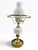 White Vintage Hobnail Milk Glass & Brass Hurricane Table Lamp With Turned Wood Accent For Sale - Image 8 of 10