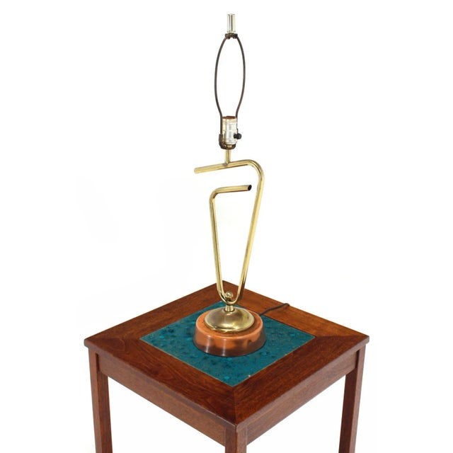 Mid-century modern circa 1960s bent brass tube table lamp in style of Fontana Arte, Art Deco.