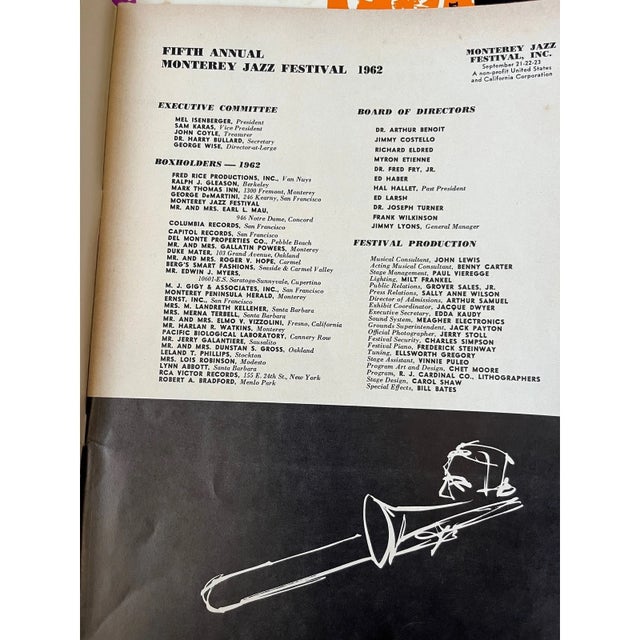 1960 & 1962 Monterey Jazz Festival Programs Vintage Official- Set of 3 For Sale In San Francisco - Image 6 of 10