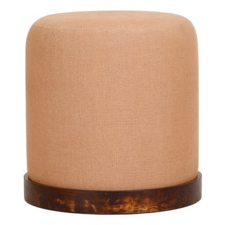 Como Burl and Cotton Jute Designer Accent Stool For Sale