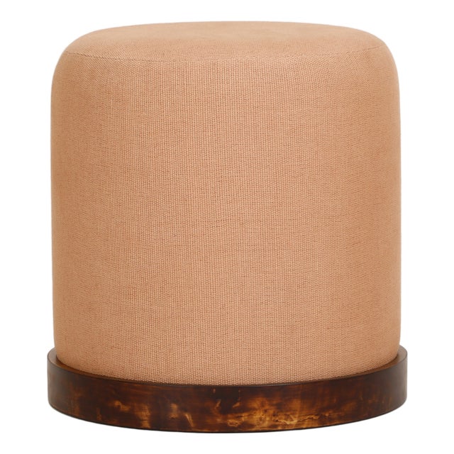 Como Burl and Cotton Jute Designer Accent Stool For Sale