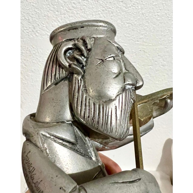 Folk Art Frank Meisler, Rare Vintage Israeli Judaica Rabbi Klezmer Violinist Sculpture Frank Meisler Art For Sale - Image 3 of 11