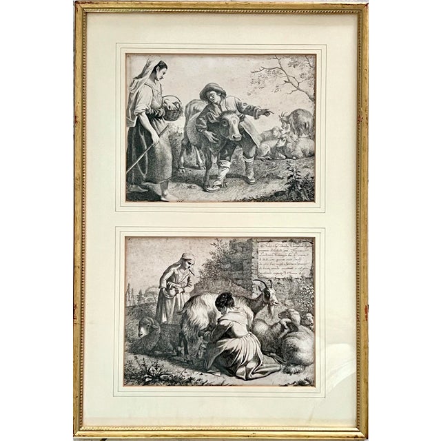18th Century Antique Italian Pastoral Scenes 1762-1763 by Francesco Londonio, Milan, Italy Set of Six Giltwood Framed, 12 Original Period Prints For Sale - Image 5 of 18
