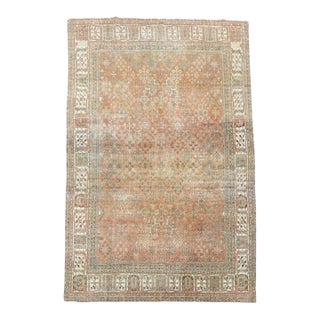 Antique Joshegan Rug – Muted Red With Intricate Ivory & Beige Floral Motifs For Sale