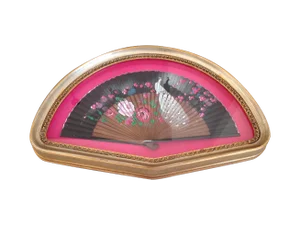 Antique Shadow Box-Framed Hand Painted Fan - Spain