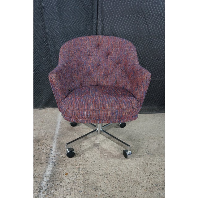 Patrician 6 Mid-Century Modern Patrician Furniture Tufted Tweed Office Swivel Chairs MCM For Sale - Image 4 of 18