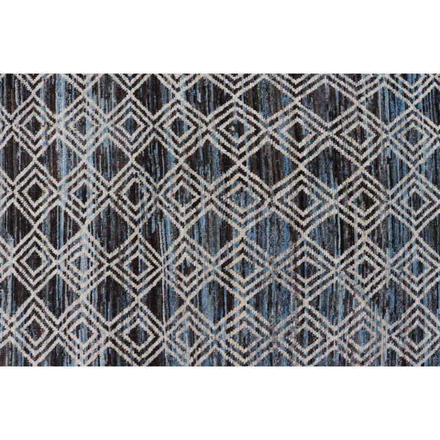 Charcoal Afghan Modern Geometric Rug by Keivan Woven Arts, 10'9 X 13'9 For Sale - Image 8 of 14