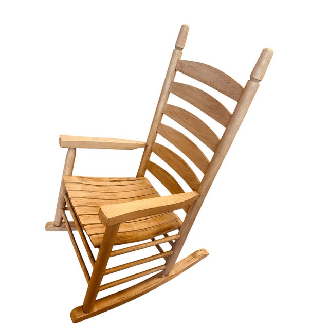 Late 20th Century Handcrafted Hickory Ladder Back Rocking Chair For Sale - Image 4 of 11