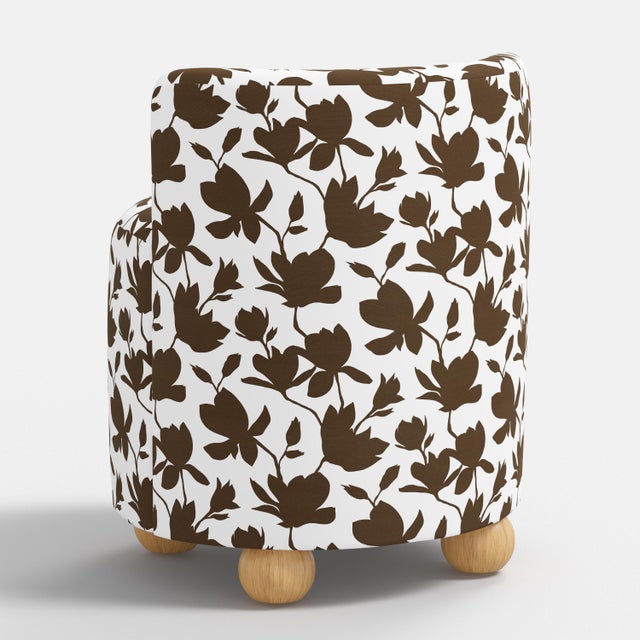 Spritely Home Andi Vanity Chair in Silhouette Floral Chocolate For Sale In Chicago - Image 6 of 6