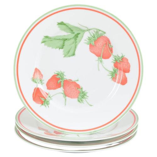 1980s Fraise Series Lunch Plates in Porcelain by Bill Goldsmith for Limoges, 1980s, Set of 4 For Sale - Image 5 of 5