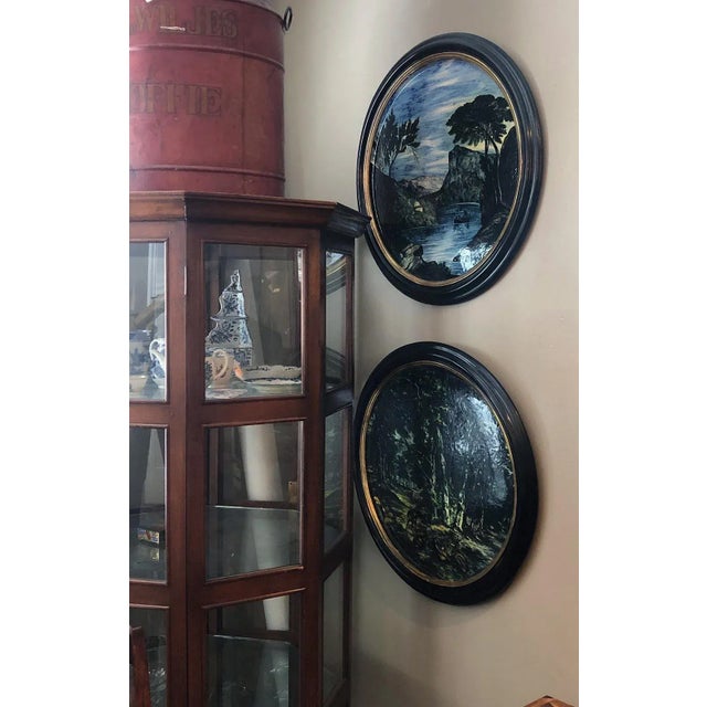 Each well-executed plaque of impressive scale depicting a moody forest scene and a tranquil lake setting; All within...